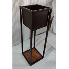 EXTERIOR PLANTER WITH CUSTOM DESIGN (BASE AND TOP 12”X12”, TALL 36” COLOR: BLACK)
