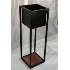 EXTERIOR PLANTER WITH CUSTOM DESIGN (BASE AND TOP 12”X12”, TALL 24” COLOR: BLACK