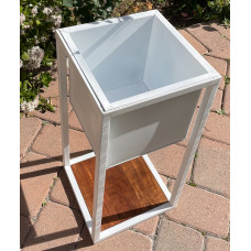 Exterior Planter with Custom Design (base and top 12”x12”, tall 24” Color: White)