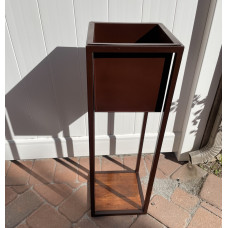 Exterior Planter with Custom Design (base and top 12”x12”, tall 36”, Brown)
