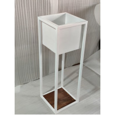 Exterior Planter with Custom Design (base and top 12”x13”, tall 36” Color: White)